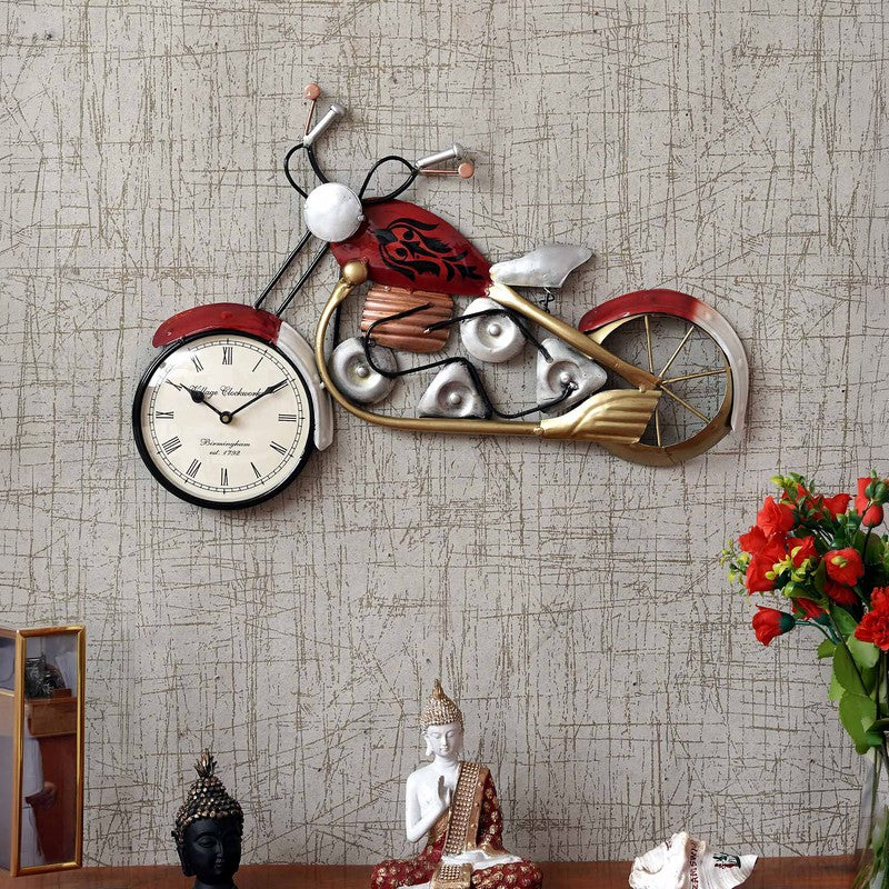 Crafted Bike Theme Accent Metal Wall Clock