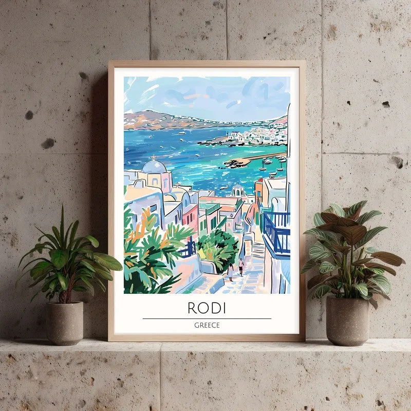 Vintage Rodi Framed Canvas Archival Canvas Wall Painting - Natural Brown Frame media 3