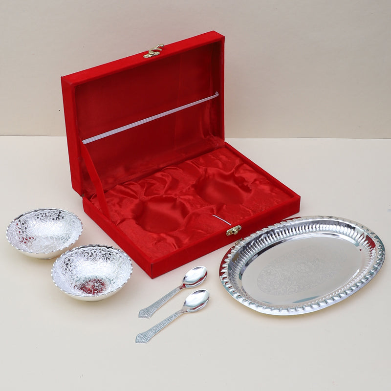 Moti Golden Bowl With Spoon & Tray - Set Of Five image 4