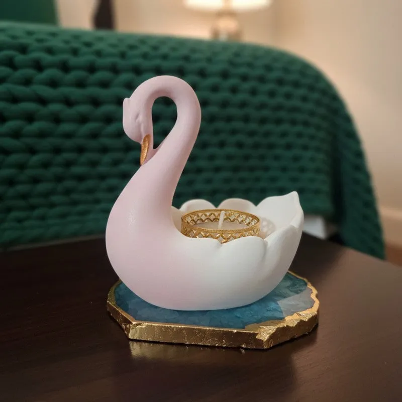 Swan Shaped Resin Tea Light Candle Holder - Blue media 4