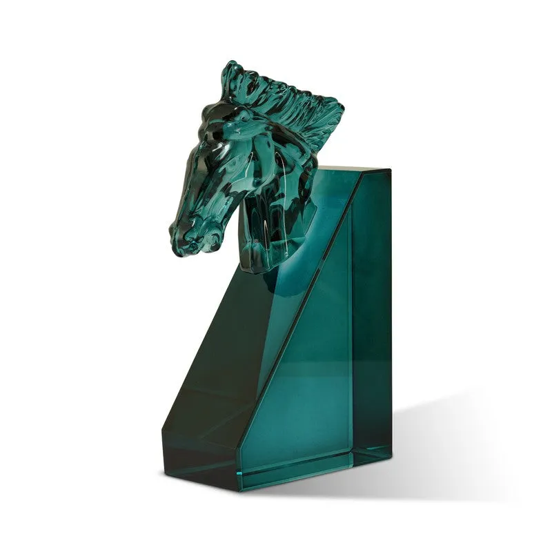 Horse Shaped Crystal Book End - Blue media 4