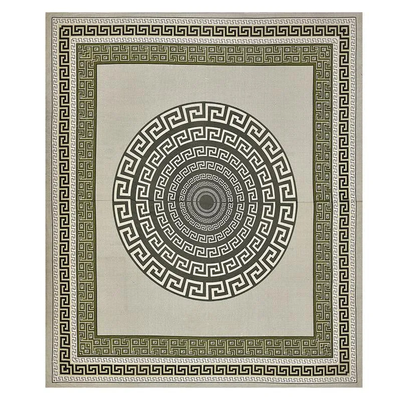 Greek Key Printed Cotton Bedsheet (Olive Green) - 160 TC media 5