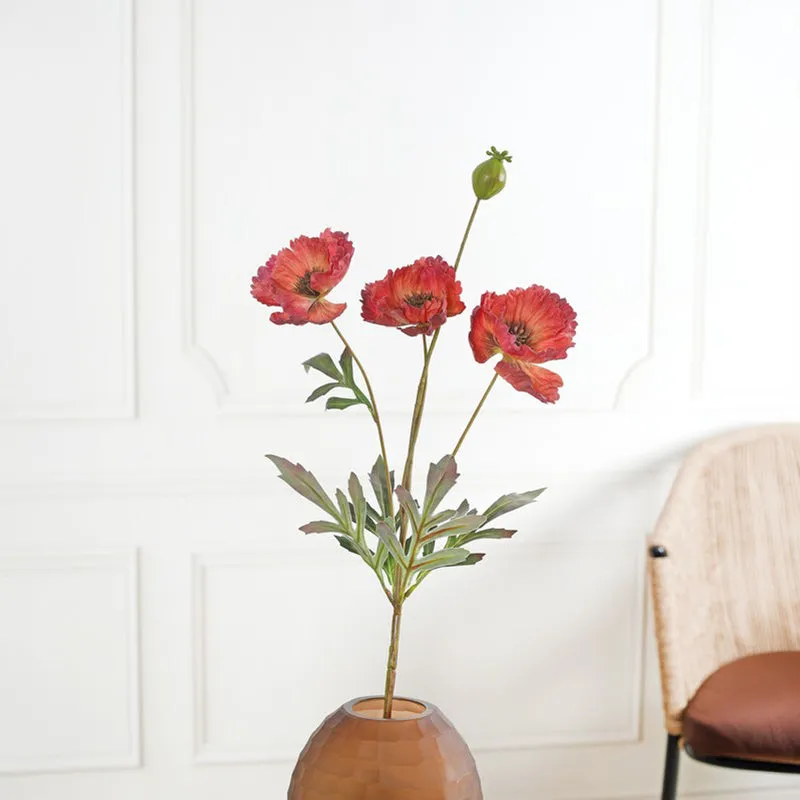 Poppy Artificial Flower Stem - Red media 4