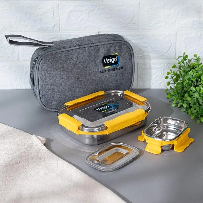 Tasteo Pack Yellow Lunch Box With Insulated Pouch (800/150 mL) - Two Piece Set media 4