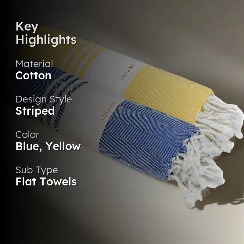 Rodgo Bath Towel (Blue & Yellow) - Set Of Two media 2