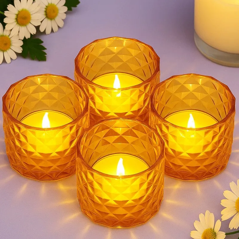 AuraLume Multi Choice Candle Holders (Yellow) - Set Of Four media 3