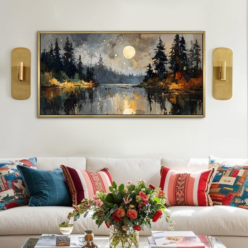 Silent Pines Canvas Wall Painting With Frame