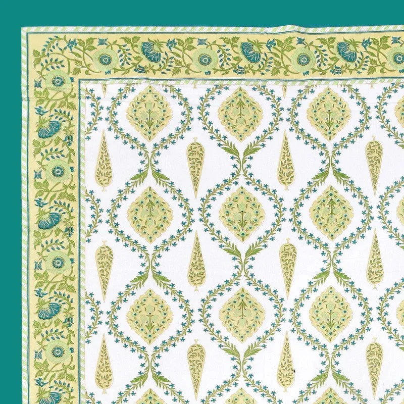 Ambi Bliss Cotton Bedsheet (White,Green) - 180 GSM media 7