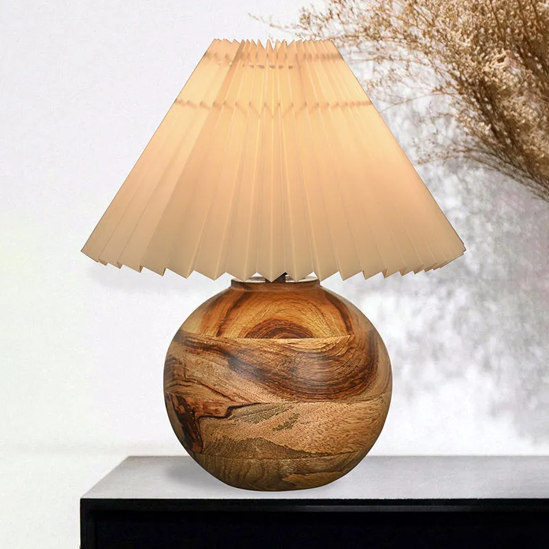 Lark Pleated Fabric Table Lamp - Beige,Brown media 1