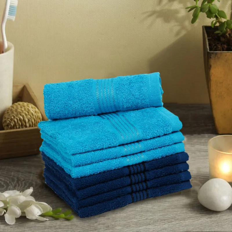Bodil Face Towel (Sky Blue,Blue) - Set Of Eight media 1