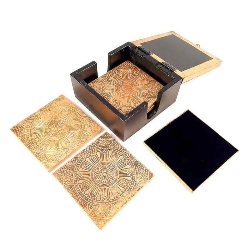 Aurik Wood Coaster With Box - Set Of Six media 3