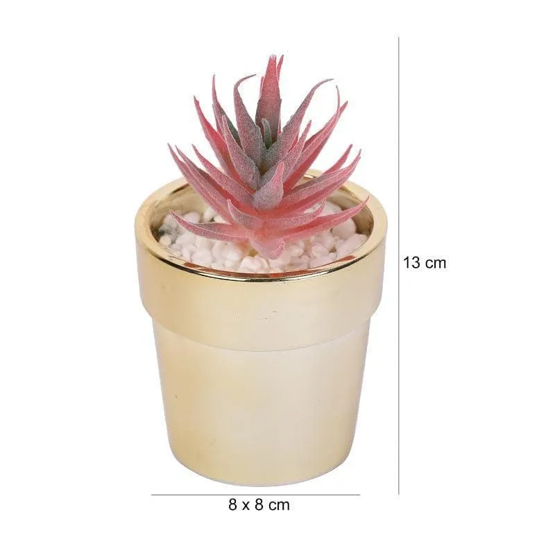 Faux Pink Agave In Ceramic Pot - 16.5 cms media 4
