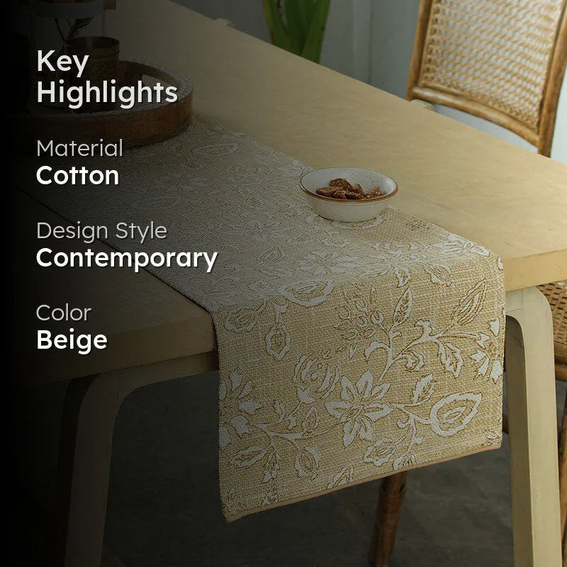 Willow Petal Cotton Table Runner - Beige media 2