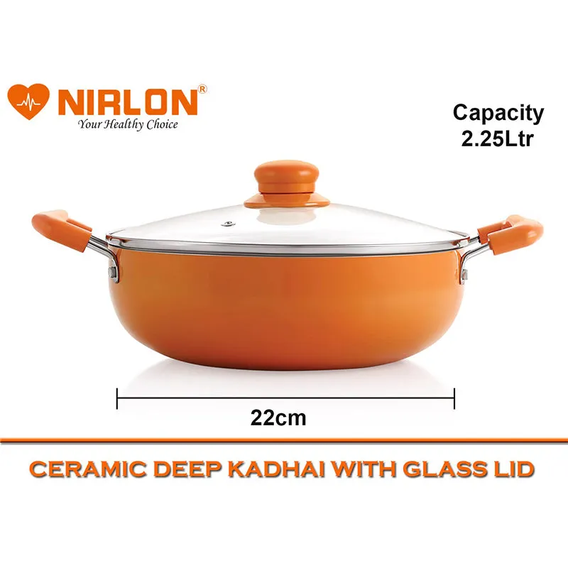 Nirlon Ceramic Coating Kadhai With Lid - 2250 mL/9 Inches media 6