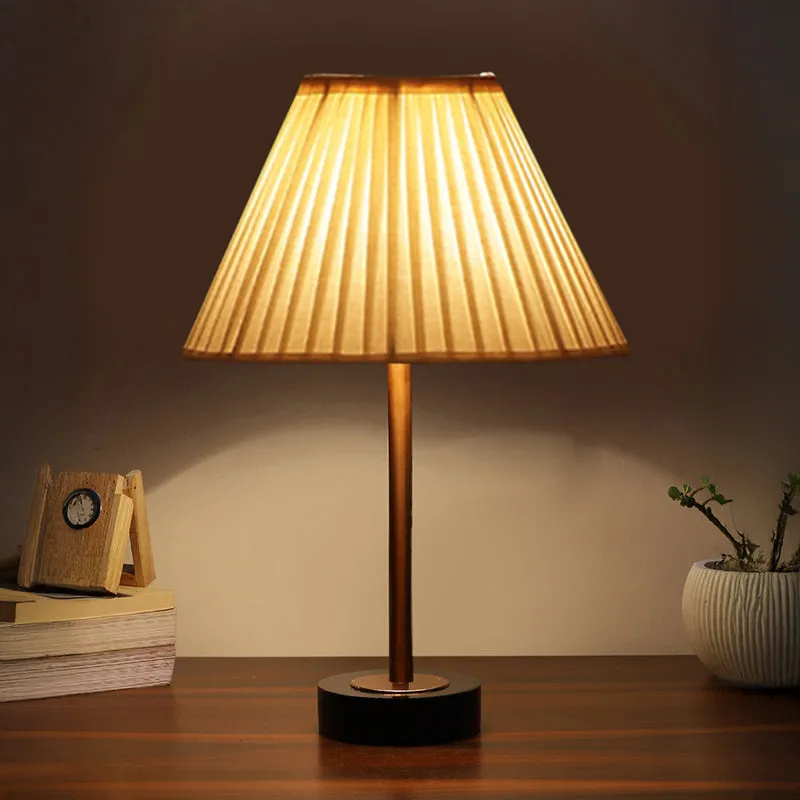 Pleatra Rodin Wooden Table Lamp - OffWhite,Copper,Black media 1