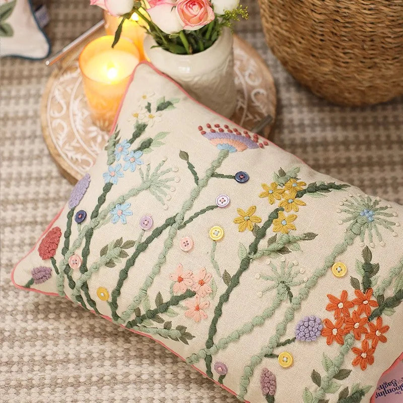 Botanic Dream Embroidered Cotton Cushion Cover media 2