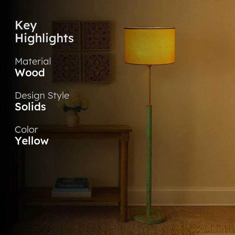 Amber Glow Wooden Floor Lamp - Yellow media 2