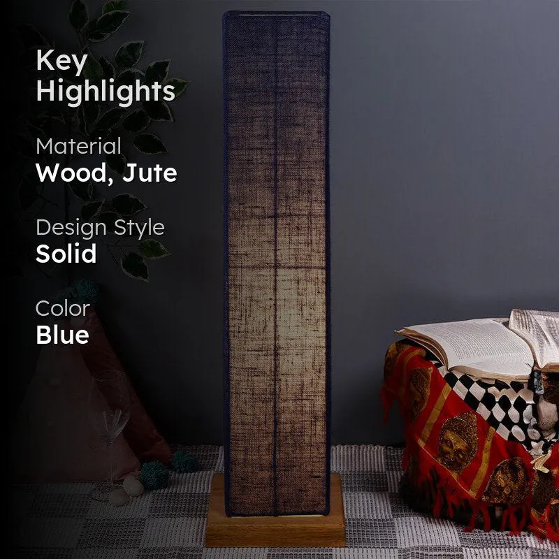 Ruya Wooden Tower Floor Lamp With Jute Shade - Blue media 2