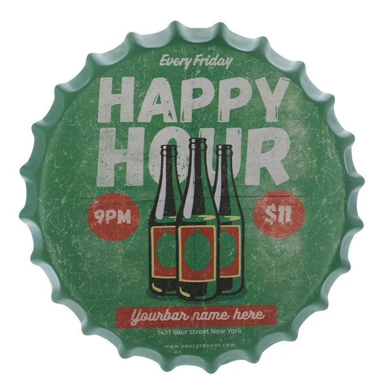 Every Friday Happy Hours Bottle Cap Metal Wall Accent media 3