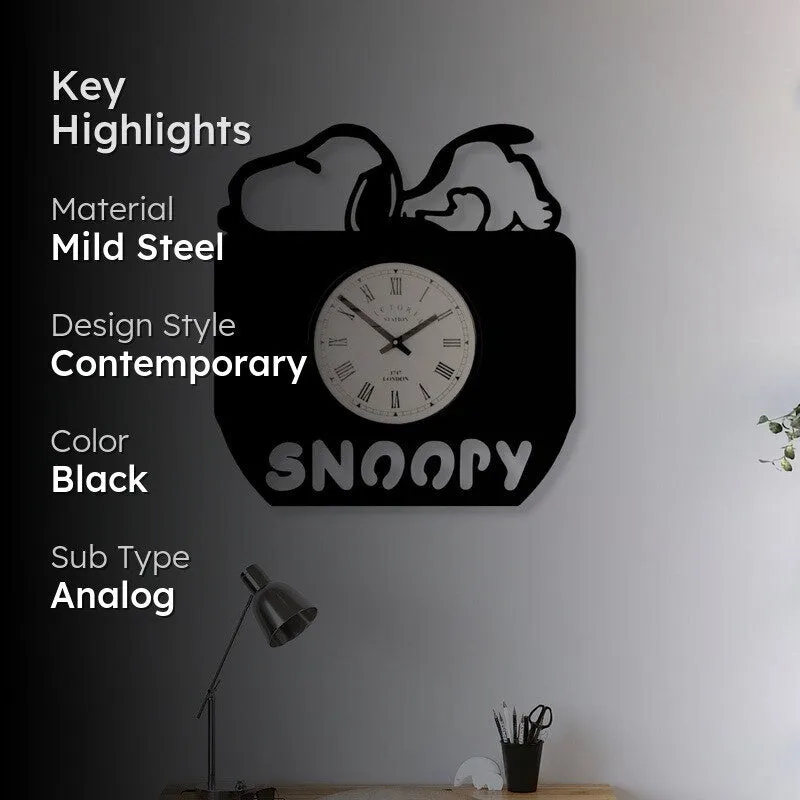 Snoopy Steel Analog Wall Clock - Black media 2