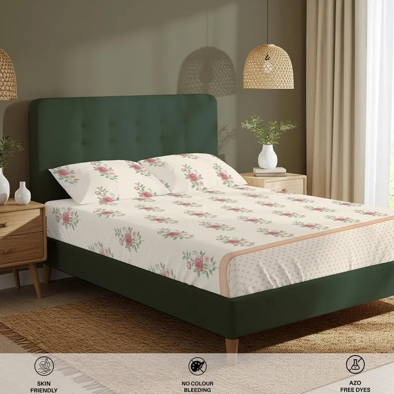 Urban Space Soft Floralux Fitted Cotton Bedsheet (Dark Pink) - 200 TC media 7