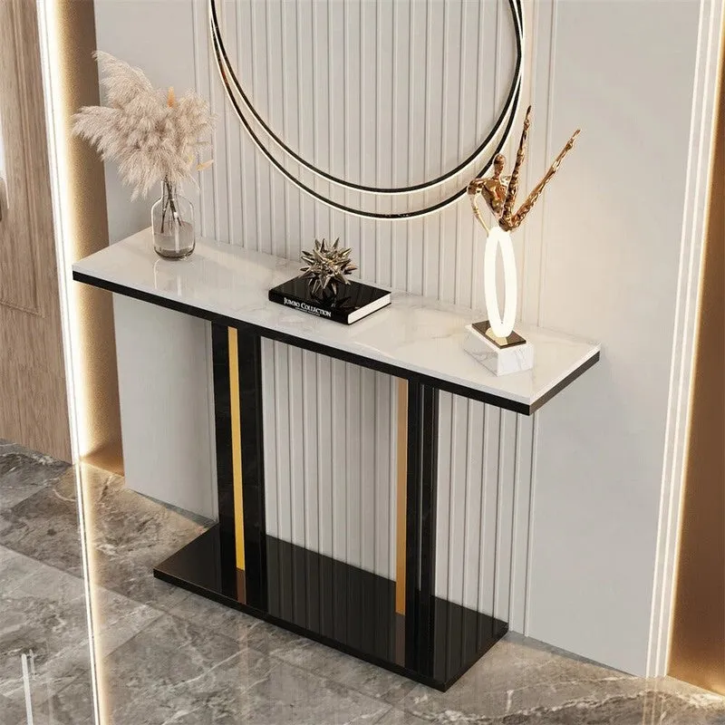 Chic Metal Console Table with Marble Top - Small media 6
