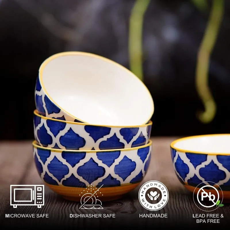 PetalEdge Ceramic Snack Bowls (Blue, 200 mL Each) - Set Of Four media 6