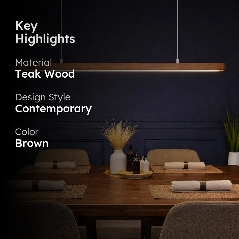 Slim LED Bar Teak Wood Ceiling Lamp media 2