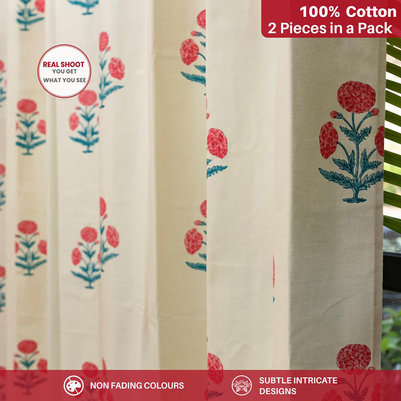 Urban Space Marigold Cotton Curtain (Pink) - Set Of Two media 3