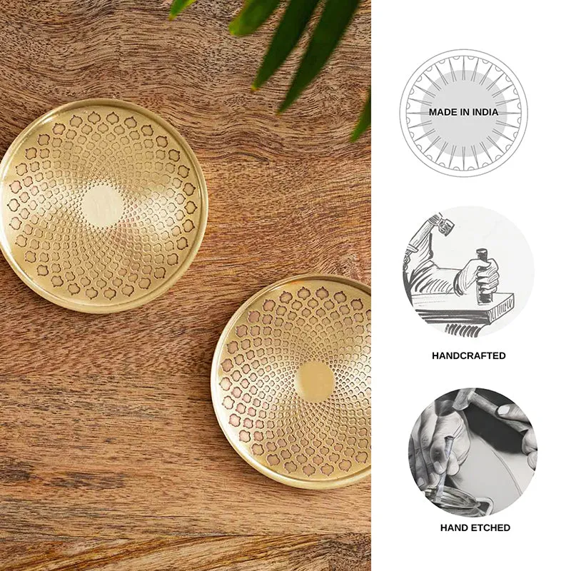 Etched Mandala Brass Coaster - Set Of Two media 4