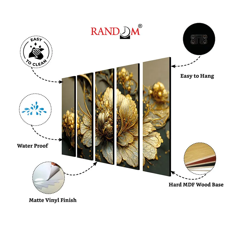 Elegant Gold Canvas Wall Art - Set Of Five media 6