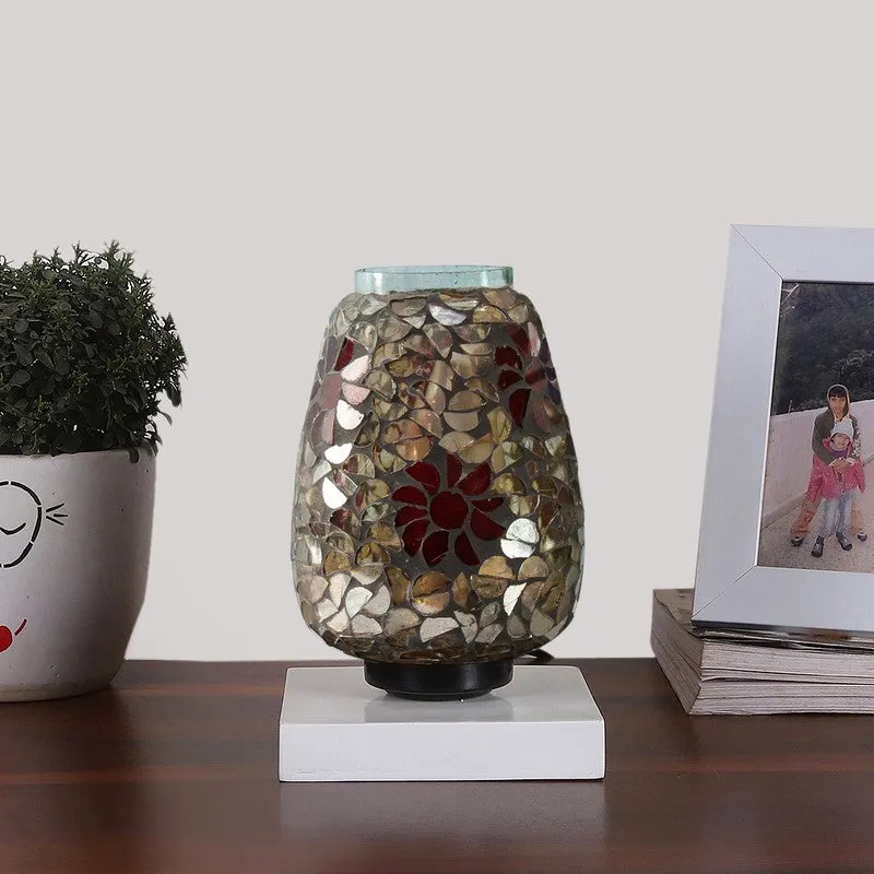 Glazelle Mosaic Glass Table Lamp With Wooden Base - Multicolor media 4