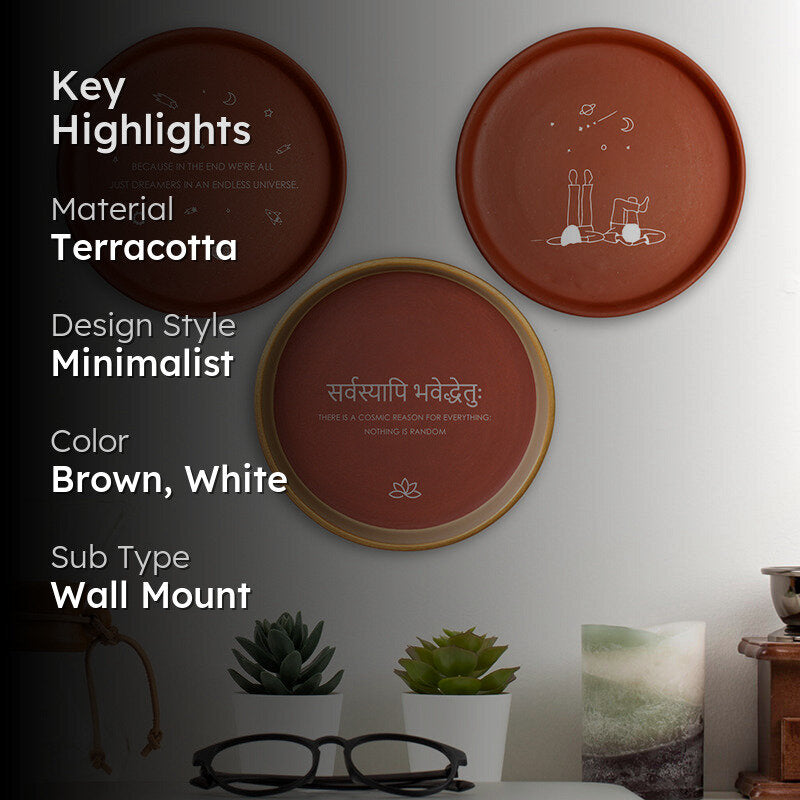 Cosmos Terracotta Wall Plate - Set Of Three media 2
