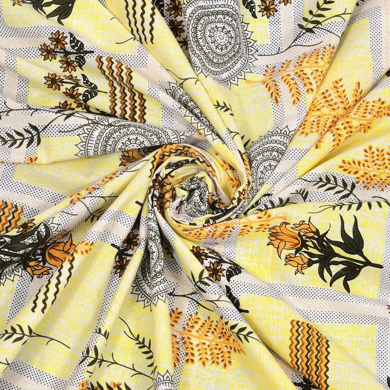 Formy Cotton Bedsheet (Yellow,Grey) - 240 TC media 5