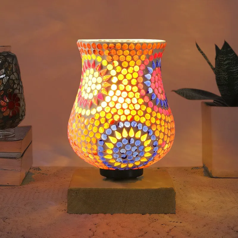 Mirello Mosaic Glass Table Lamp With Wooden Base - Multicolor media 3