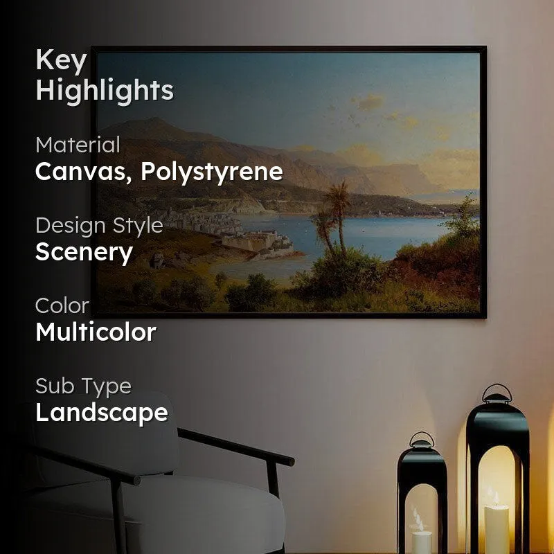 Landscape Afternoon Canvas Wall Painting - Black Frame media 2