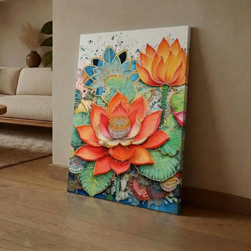 Flame Lotus Wall Art Without Frame media 1