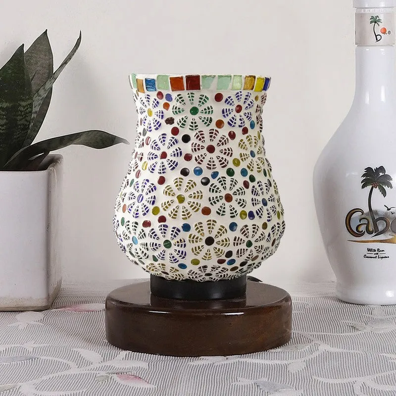 Startrek Mosaic Glass Table Lamp With Wooden Base - Multicolor media 4