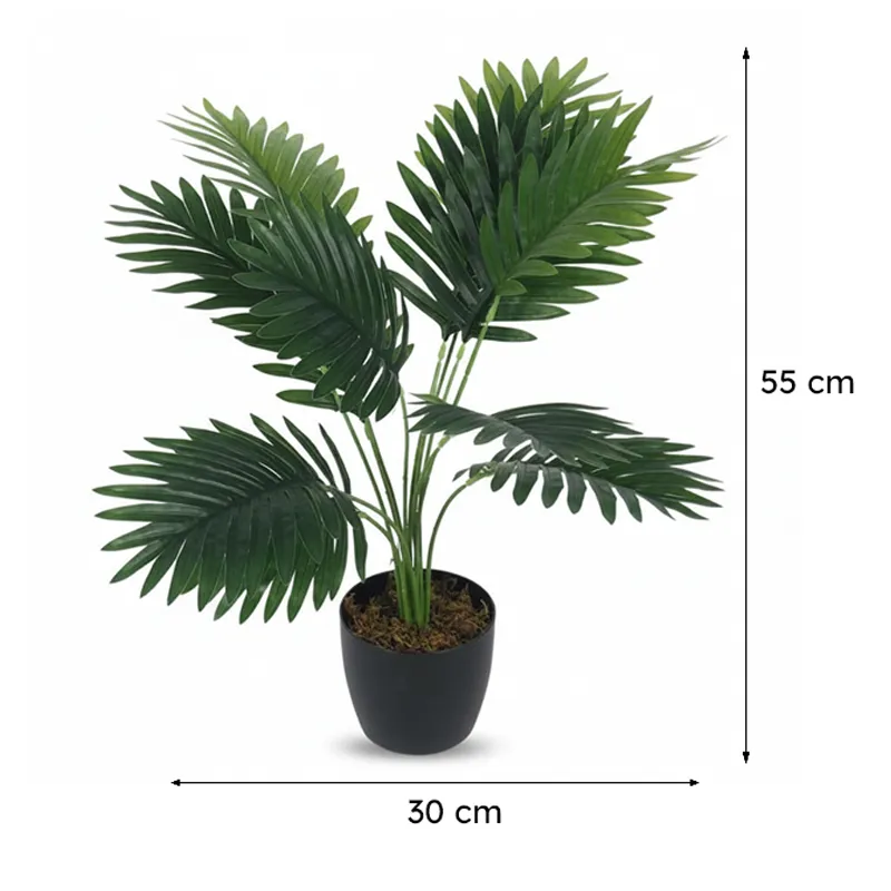 Faux Lush Areca Plam Plant With Black Plastic Pot - 1.8 Feet media 7