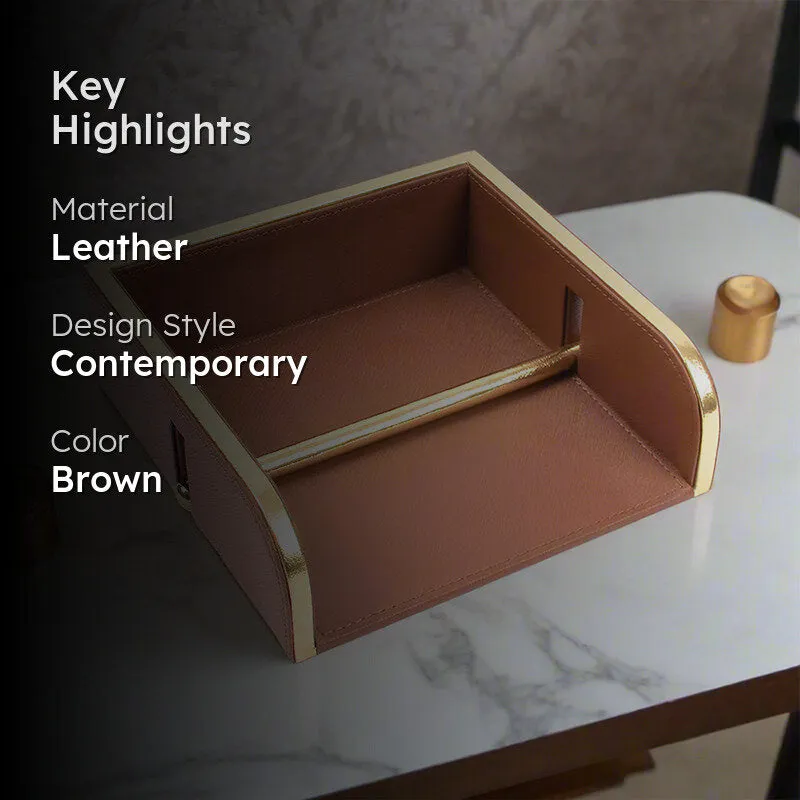 Ceastra Neo Faux Leather Tissue Holder - Brown media 2