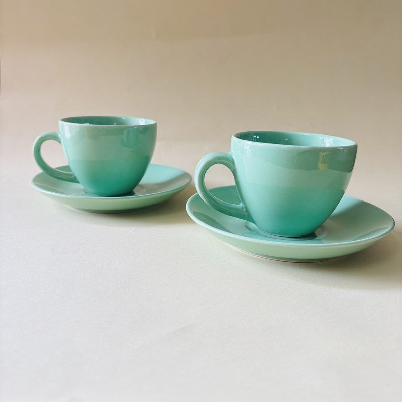 Ceramic Cup & Saucer (Sage Green/180 mL Each) - Set of Two media 5