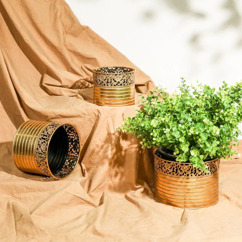 Stone Metal Planters - Set Of Three media 3
