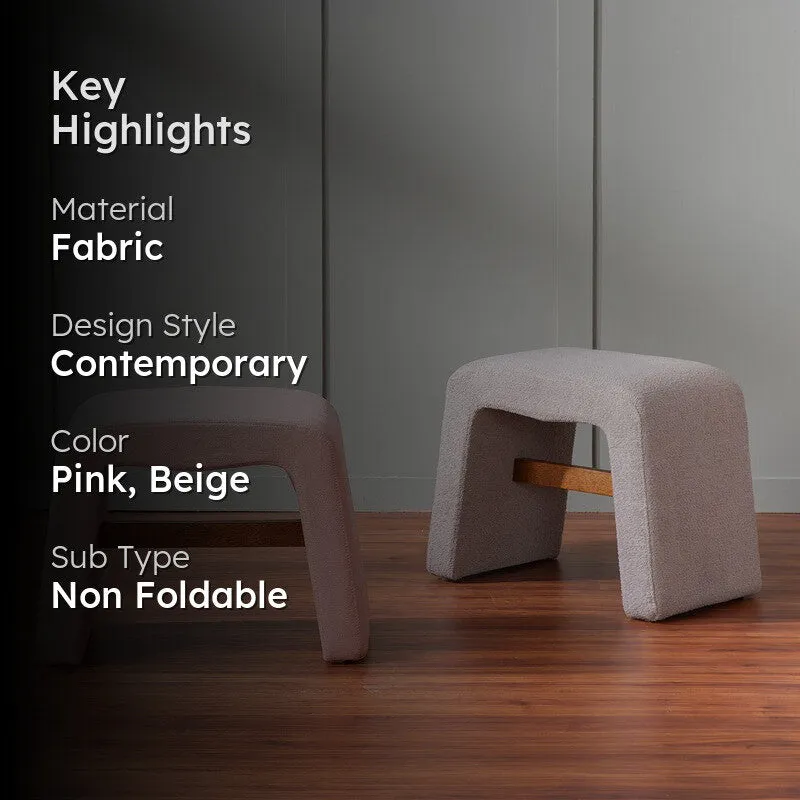 Hearth Fabric Stools (Pink,Beige) - Set of Two media 2