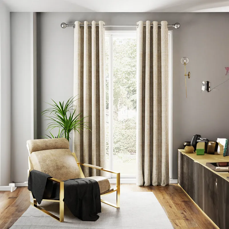 Clovar Jaquard Blackout Curtain (Golden Beige) - Set Of Two media 1