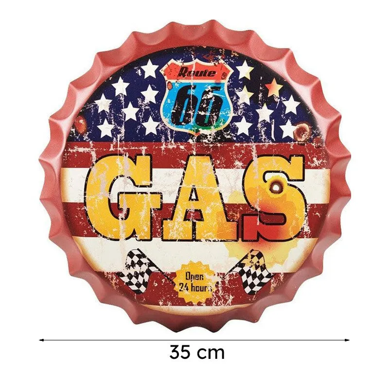 Route Us 66 Gas Bottle Cap Metal Wall Accent media 7