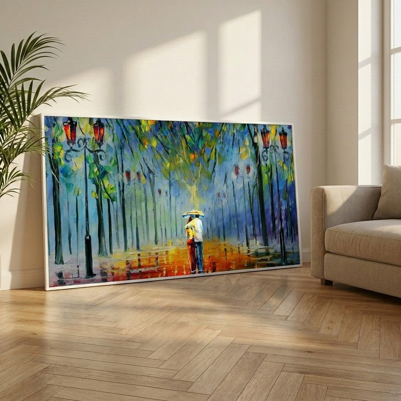 Rainy Evening Canvas Wall Painting With Frame