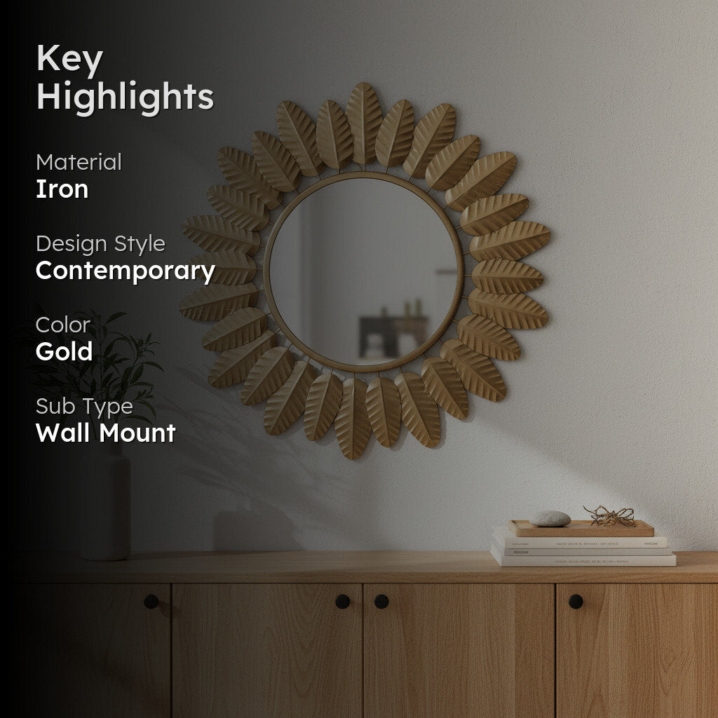 Eleya Bloom Wall Mirror - Gold media 2