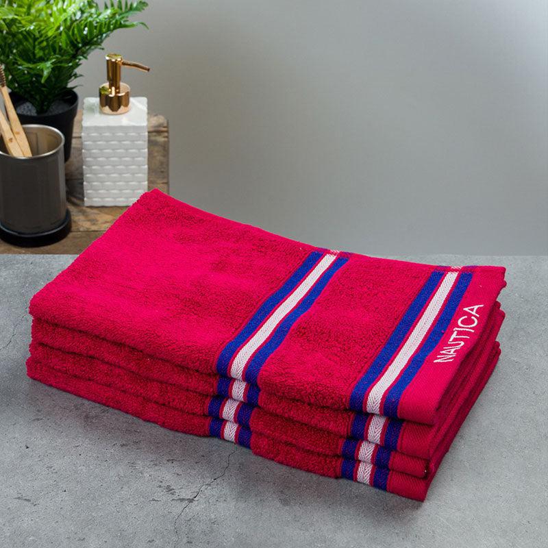 Nautica Dove Dual Down Cotton Hand Towel (Burgundy) - Set Of Four media 4