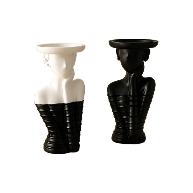Modo Resin Candle Holder (Black & White) - Set Of Two media 3