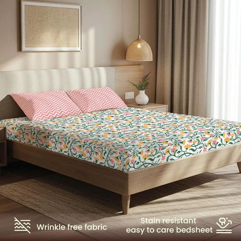 Tropical Garden Floral Cotton Bedsheets (Multicolor) - 200 TC media 5